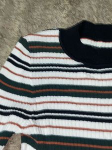 Striped Mock Neck Sweater