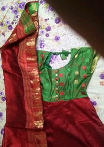 Beautiful Red and Green banarasi anarkali dressi