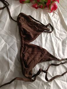 Brown Triangle Bikini Top