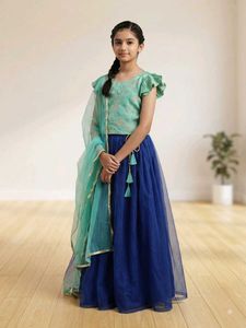 Royal Blue & Teal Lehenga For Kids 💙 ✨