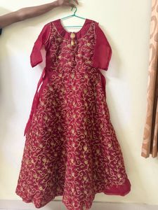 Elegant Red Embroidered Gown