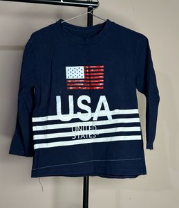 Navy Blue United States Printed Top