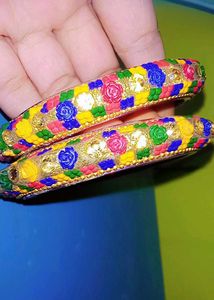 Colorful Decorated Bangles (Set of 2)