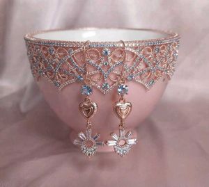 Korean sparkling Heart Dangle Earrings