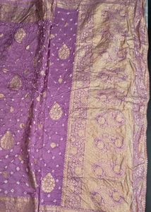 Beautiful Lavender Saree with Gold Border