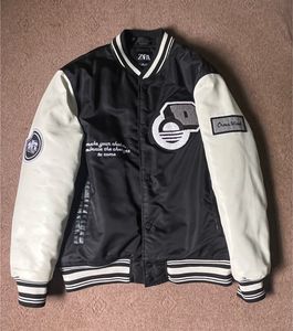 Zara Black & White Varsity Bomber Jacket | Excelle
