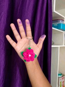Cute Pink Flower Keychain