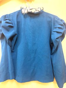 Elegant Teal top with Embellished Collar