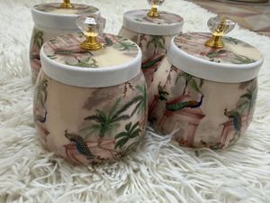 Set of 4 Decorative Jars with Lids