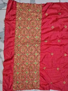 Elegant Red Embroidered Fabric