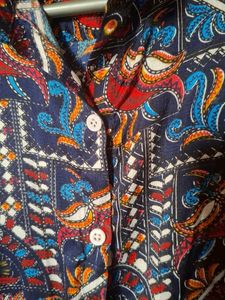 Boho Print Long Sleeve Button-Up Shirt