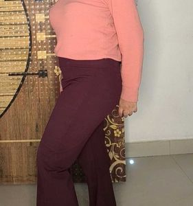 Burgundy Wide Leg Trousers
