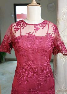 Vero Moda Maroon Lace Overlay Dress L