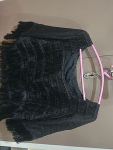 Elegant Black Ruffled Ready To Wear Saree