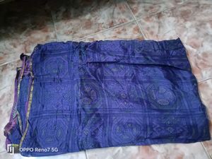 Vibrant Blue Saree with Intricate Pattern