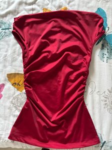 Solid Boat Neck Off The Shoulder Top In Burgundy