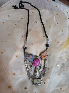 Brass Unique Stone Pendant Necklace