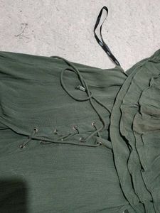 Olive Green Off-Shoulder Maxi Dress