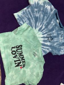 Combo Of Tie-Dye Graphic Tee For Girls