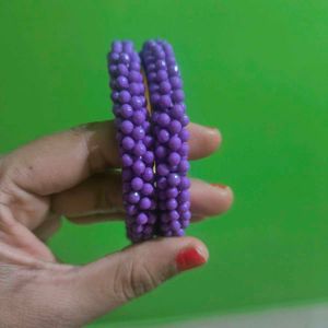 Purple Beaded Bangles - Set of Two