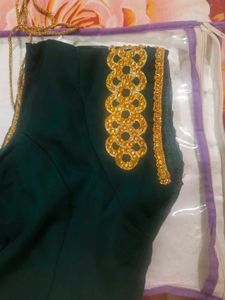 Beautiful Emerald Green Embroidered Saree
