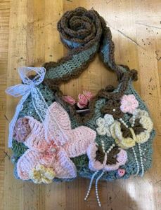 Crochet Floral detailed Handbag