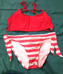 Red & White Striped Bikini Set