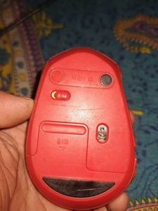 Red Logitech Computer Mouse