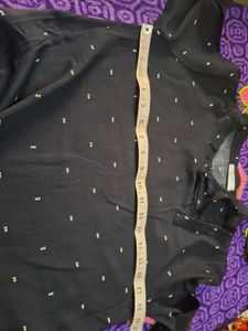 Elegant Navy Blue Tie-Neck Blouse