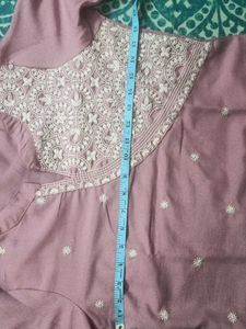 Elegant Lavender Kurta set with White Embroi