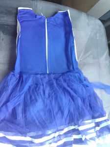 Adorable White &amp; Blue Party Dress - (nos - 5)