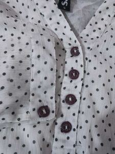 Chic Polka Dot Button-Up Blouse