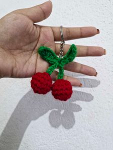 Crochet Cherry 🍒 Keychain Charm