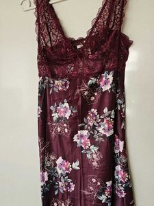 Burgundy Floral Lace Nightgown