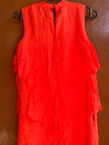 Bright Orange Tiered Dress