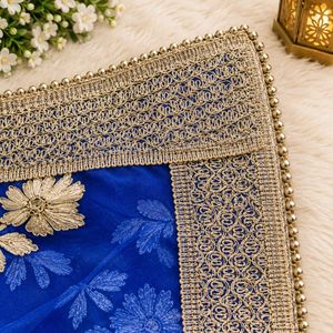 Blue Dupatta with Gold Embroidery