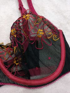 Black Floral Lace Bra 34E