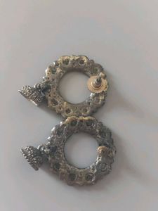 Oxidized Jhumka Earrings with Stones