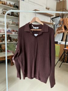 Men's Burgundy Textured Polo Shirt