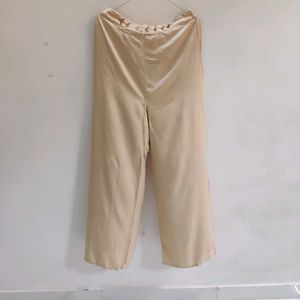 Elegant Beige Palazzos with Embellished Waist