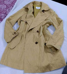 ✨ Mustard Beige Double-Breasted Midi Coat!