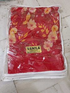 Vibrant Floral Print Red Saree