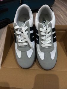 Stylish White &amp; Grey Sneakers