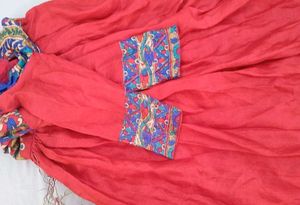 Vibrant Red Anarkali Style Gown