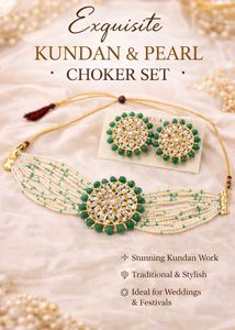 🌸 Exquisite Kundan & Pearl Choker Set🌸