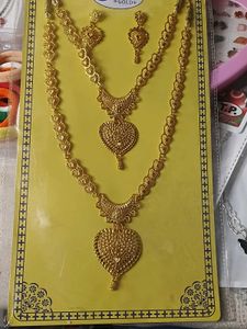 Gold Toned Necklace and Earrings Set