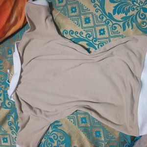 Chic Beige &amp; White Polo Top