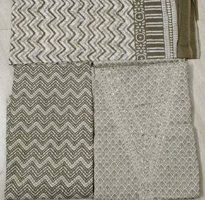 Grey neck embroidery cotton suit