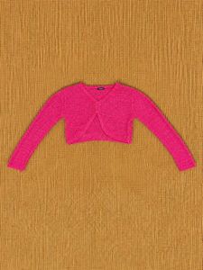 Fuchsia Sequin Knit Cropped Short Bolero Cardigan