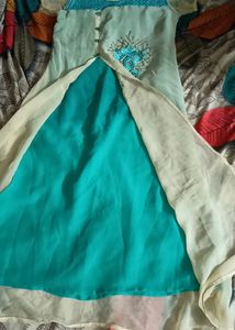 Sea Green With Biscuit Colour Coat Model Kurthi 💚